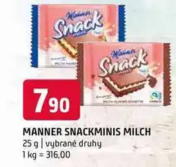 Terno Manner snackminis milch 25 g vybrané druhy nabídka