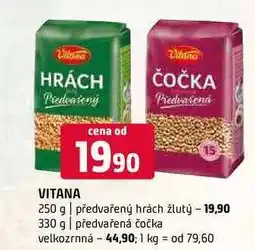 Terno Vitana 250 g předvařený hrách žlutý 330 g předvařená čočka velkozrnná nabídka