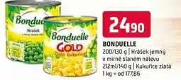 Terno Bonduelle 200/130 g Hrášek jemný v mírně slaném nálevu 212ml/140 g Kukuřice zlatá nabídka