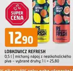 Terno Lobkowicz refresh 0,5l míchaný nápoj z nealkoholického piva vybrané druhy nabídka