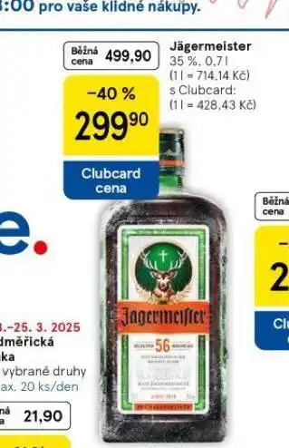 Tesco Jägermeister nabídka