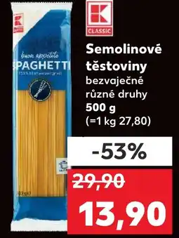 Kaufland Semolinové těstoviny nabídka