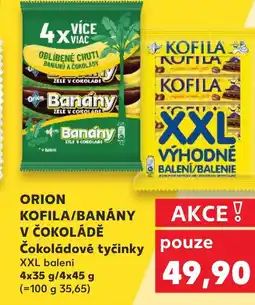 Kaufland ORION KOFILA/BANÁNY V ČOKOLÁDĚ Čokoládové tyčinky nabídka