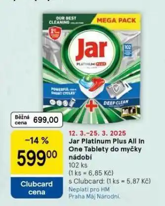 Tesco Jar platinum plus all in one tablety do myčky nabídka