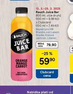 Tesco Rauch juice bar nabídka