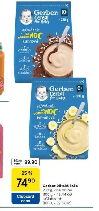 Tesco Gerber dětská kaše nabídka