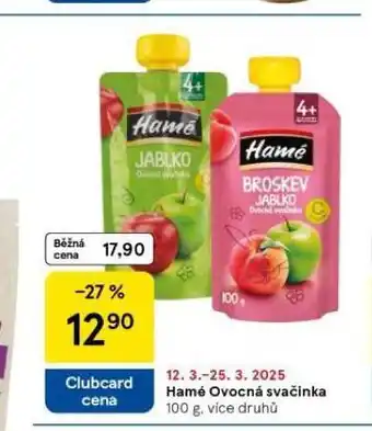 Tesco Hamé ovocná kapsička nabídka