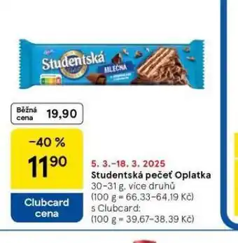 Tesco Orion studentská pečeť oplatka nabídka