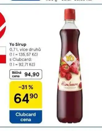 Tesco Yo sirup nabídka