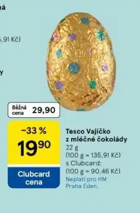 Tesco Tesco vajíčko z mléčné čokolády nabídka