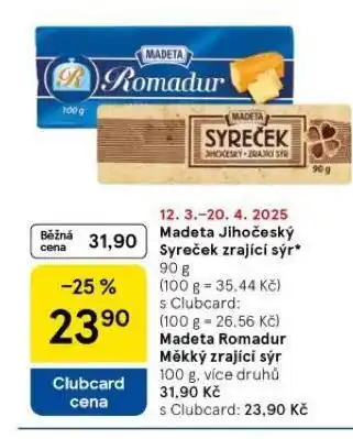 Tesco Madeta romadur nabídka