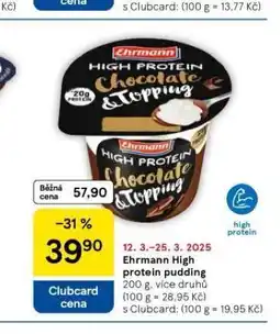 Tesco Ehrmann high protein pudding nabídka