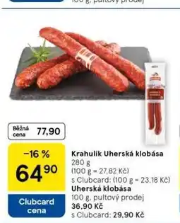 Tesco Uherská klobása nabídka