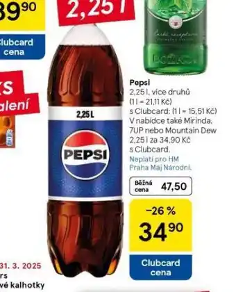 Tesco Pepsi 2,25l nabídka