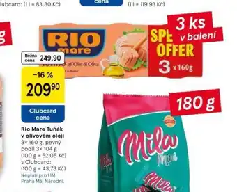 Tesco Rio mare tuňák v olivovém oleji nabídka