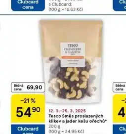 Tesco Směs proszalených klikev a jader kešu ořechů nabídka