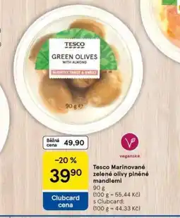 Tesco Tesco marinované zelené olivy plněné mandlemi nabídka