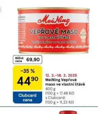 Tesco Meining vepřové maso ve vlastní šťávě nabídka