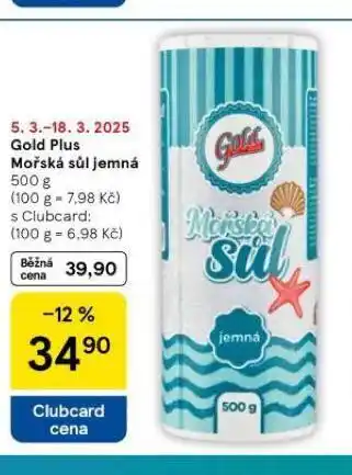 Tesco Gold plus mořská sůl jemná nabídka