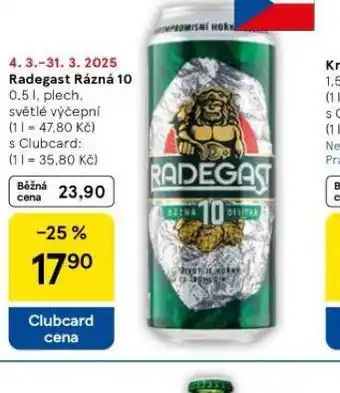 Tesco Pivo radegast rázná 10 nabídka