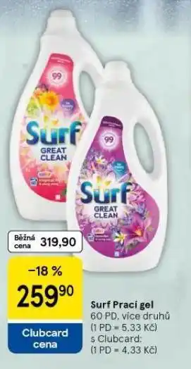 Tesco Surf prací gel nabídka