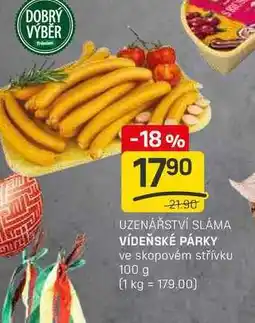 Flop VÍDEŇSKÉ PÁRKY ve skopovém střívku 100 g nabídka