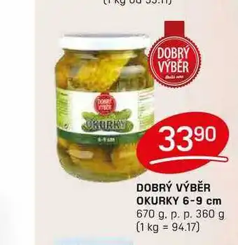 Flop DOBRÝ VÝBĚR OKURKY 6-9 cm 670 g. p. p. 360 g nabídka