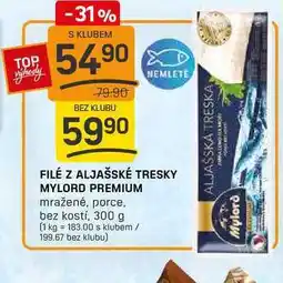 Flop FILÉ Z ALJAŠSKÉ TRESKY MYLORD PREMIUM mražené, porce. bez kostí, 300 g nabídka