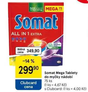 Tesco Somat Mega Tablety do myčky nádobí, 75 ks nabídka