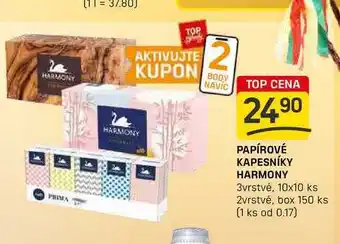 Flop PAPÍROVÉ KAPESNÍKY HARMONY 3vrstvé, 10x10 ks nabídka