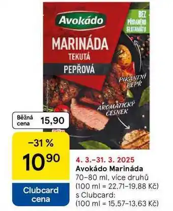 Tesco Avokádo Marináda, 70-80 ml, více druhů nabídka