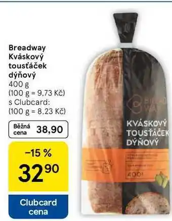 Tesco Breadway Kváskový tousťáček dýňový, 400 g nabídka