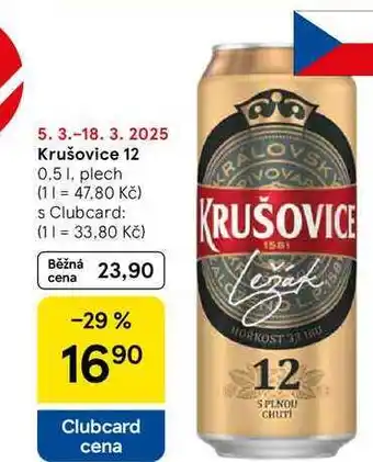 Tesco Krušovice 12, 0.5 l, plech nabídka