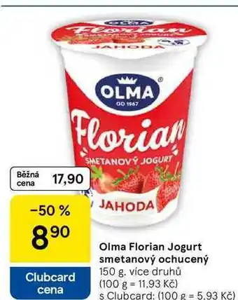 Tesco Olma Florian Jogurt smetanový ochucený, 150 g nabídka