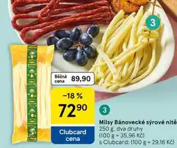 Tesco Milsy Bánovecké sýrové nitě, 250 g, dva druhy nabídka