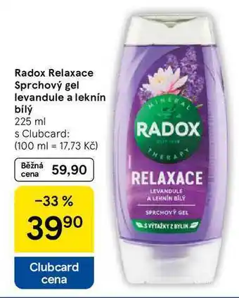 Tesco Radox Relaxace Sprchový gel levandule a leknín bílý, 225 ml nabídka