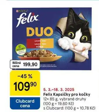 Tesco Felix Kapsičky pro kočky, 12× 85 g nabídka