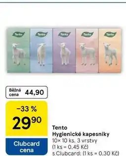 Tesco Tento Hygienické kapesníky, 10x 10 ks, 3 vrstvy nabídka