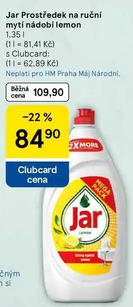 Tesco Jar Prostředek na ruční mytí nádobí lemon, 1.35 l nabídka