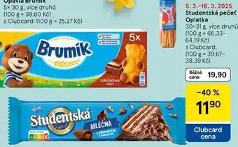 Tesco Studentská pečeť Oplatka, 30-31 g, více druhů nabídka