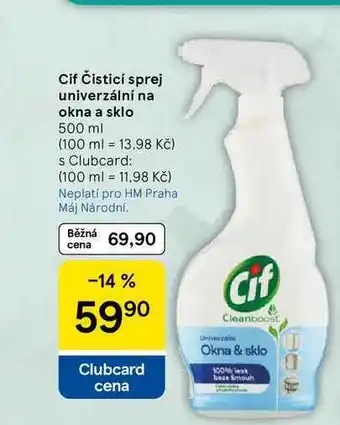 Tesco Cif Čisticí sprej univerzální na okna a sklo, 500 ml nabídka