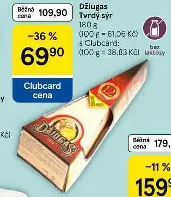 Tesco Džiugas Tvrdý sýr, 180 g nabídka