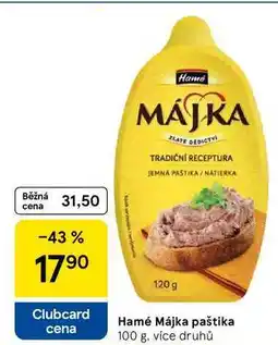 Tesco Hamé Májka paštika, 100 g, více druhů nabídka