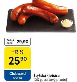 Tesco Štýřská klobása, 100 g nabídka