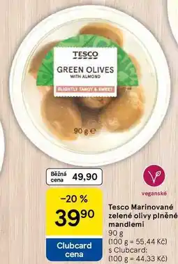 Tesco Tesco Marinované zelené olivy plněné mandlemi, 90 g nabídka