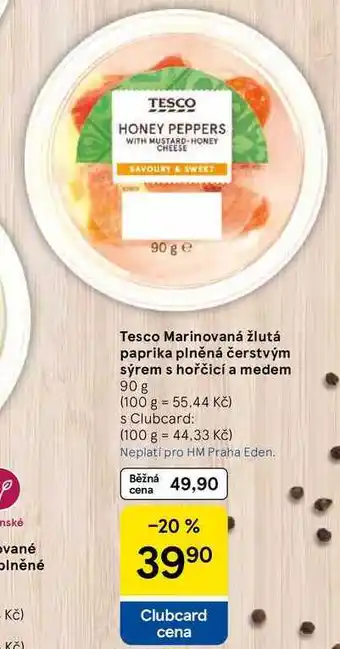 Tesco Tesco Marinovaná žlutá paprika plněná čerstvým sýrem s hořčicí a medem, 90 g nabídka