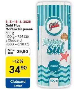 Tesco Gold Plus Mořská sůl jemná, 500 g nabídka