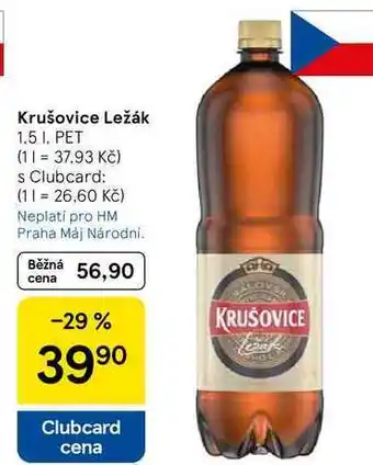 Tesco Krušovice Ležák, 1.5 I, PET nabídka