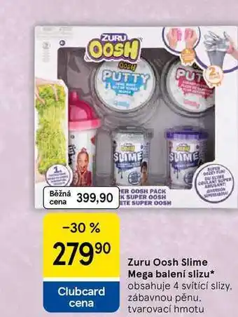 Tesco Zuru Oosh Slime Mega balení slizu, obsahuje 4 svítící slizy, zábavnou pěnu, tvarovací hmotu nabídka