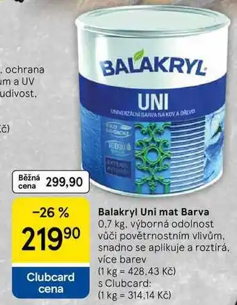 Tesco Balakryl Uni mat Barva, 0,7 kg, výborná odolnost vůči povětrnostním vlivům nabídka